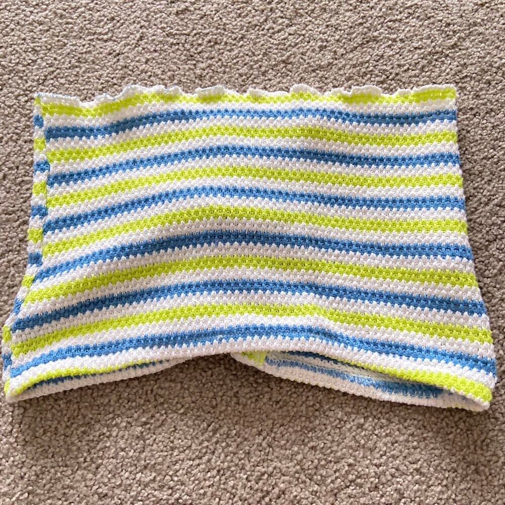 Blue and green striped crochet